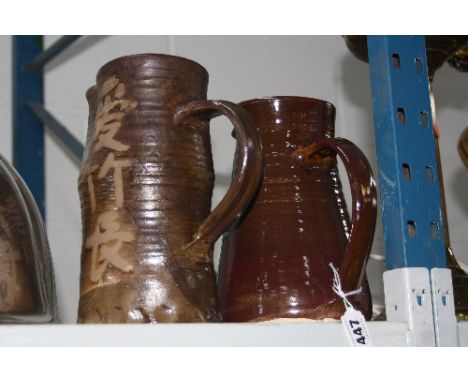 TWO STUDIO POTTERY STONEWARE JUGS, by Jeremy Leach, 1998-2001, height approximately 22cm (tallest) (2)