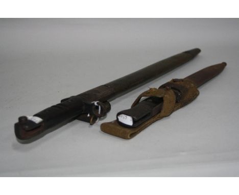 GREAT WAR REMINGTON BAYONET, dated 1913 with matched scabbard and another stamped Elite Diamant/2377 (2)