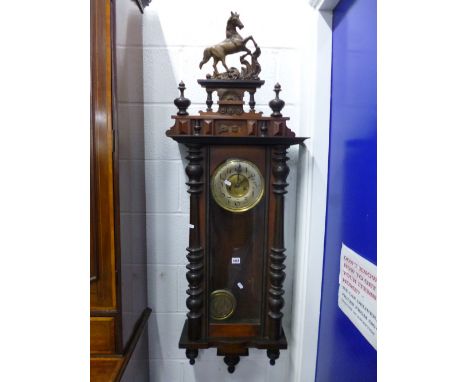 A VICTORIAN MAHOGANY CASED WALL CLOCK (pendulum)
