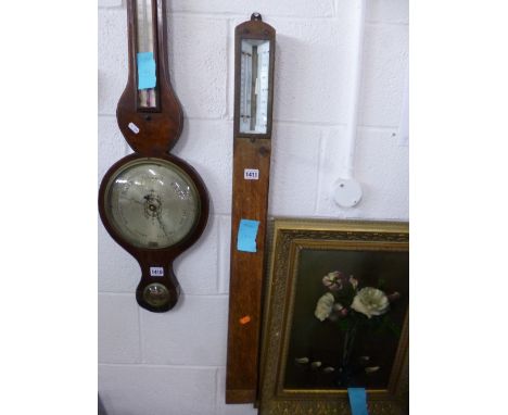 AN OAK STICK BAROMETER, marked John Davis & Son (derby) Ltd