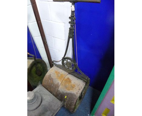 A CAST IRON GARDEN ROLLER