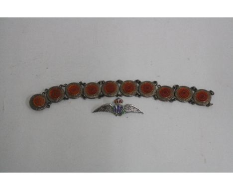 TWO ITEMS OF JEWELLERY, to include an enamel bracelet and brooch (sd)
