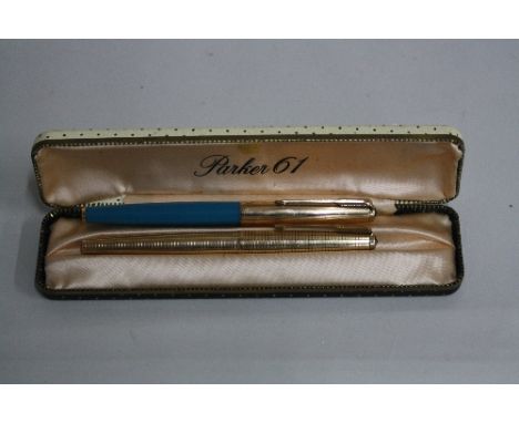 TWO PARKER PENS, one boxed, both stamped 1/5 12ct R GOLD