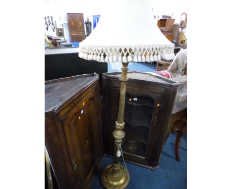 A GILT PAINTED STANDARD LAMP AND SHADE, and two gilt framed wall mirrors (3)