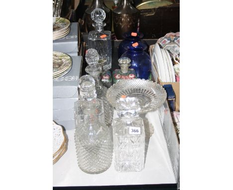 TEN PIECES OF GLASSWARE, to include boxed Thomas Webb cut glass decanter etc