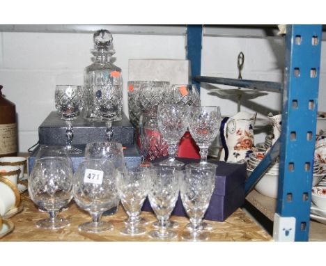 VARIOUS CUT GLASS ITEMS, to include boxed Stuart Crystal decanter, boxed Tutbury glasses etc