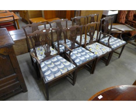 A set of eight Chippendale Revival mahogany dining chairs 