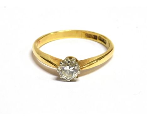 18CT DIAMOND SOLITAIRE RING  White gold coronet claw setting with round brilliant cut diamond, estimated 0.40 carats with qua