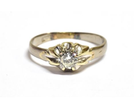 18CT WHITE GOLD DIAMOND SOLITAIRE  With a belcher claw set round brilliant cut diamond, estimated 0.30 carats, with quality a