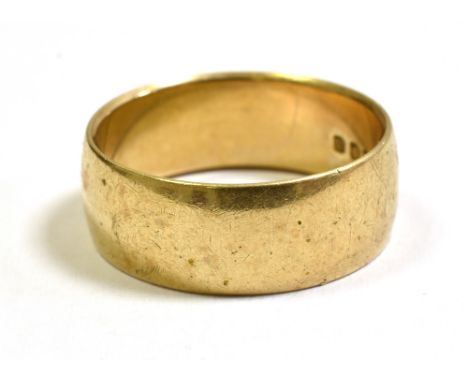 9CT GOLD PLAIN WEDDING BAND  6.5mm wide, hallmarked 375 London 1976.  Ring size L.  Weight 3.9 grams.