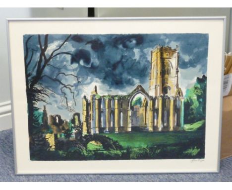 John Piper (British, 1903-1992), a framed and glazed Limited Edition (12/150) colour Screen Print, "Fountains Abbey, Yorkshir