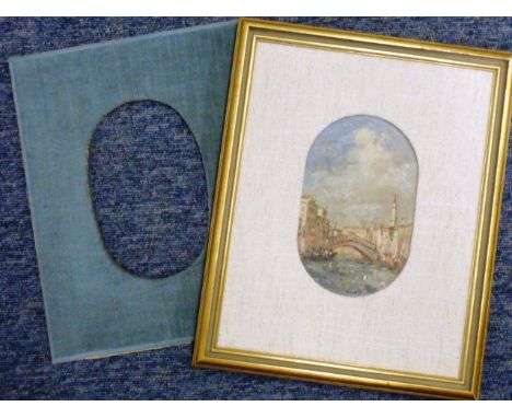 William Alexander Dargie (1912-2003) a gilt framed oval Oil on Artist's Board Study of the Bridge of Sighs, Venice, signed lo