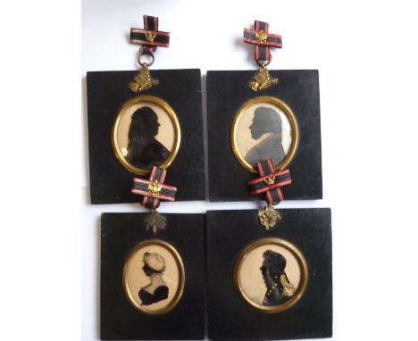 Four late 18th/early 19th century Portrait Silhouettes, depicting a military gentleman, two further gentlemen and a lady, all