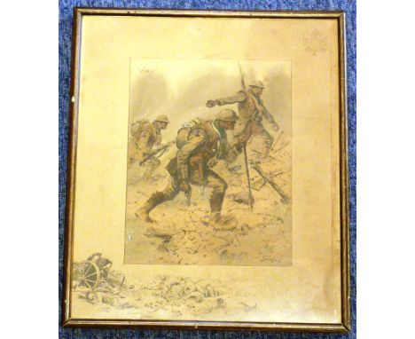 Charles Johnson Payne (Snaffles 1884-1967), framed and glazed Lithograph "Vimy", blind stamp lower right, 28.5cm x 22cm 