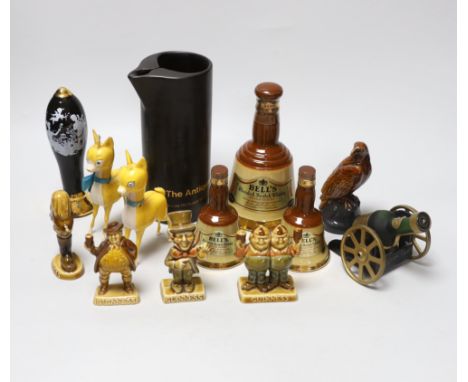 Four Wade Guinness novelty advertising ornaments together small quantity of breweryana including Bell’s Scotch whisky, the la