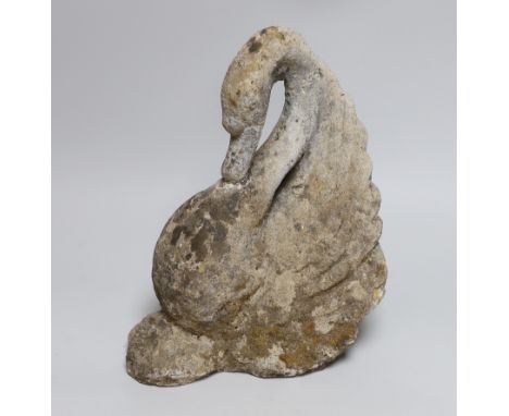 A reconstituted stone model of a swan, 30cm