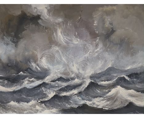 Gerry Facey (Welsh b.1965), oil on board, Stormy seascape, signed and dated 1965, 97 x 75cm