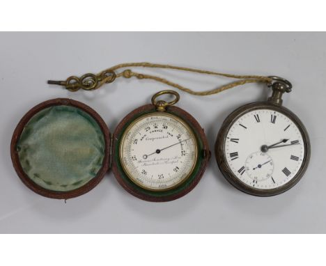 A George III silver pair cased pocket watch with enamel dial and fusee movement, London 1810, William Mean, together with a p