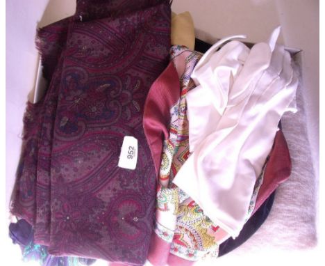 A vintage mohair jacket, Liberty shawl, silk scarves etc.