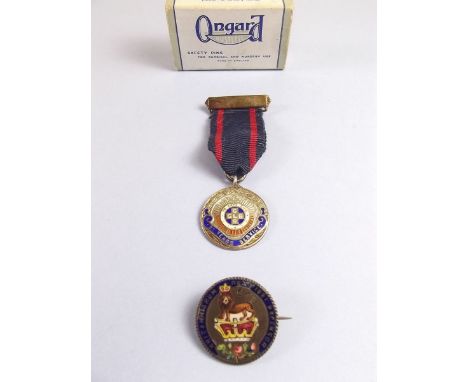 A silver Girls Life Brigade Service badge and a silver enamel coin badge 