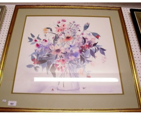 A print of a vase of flowers - 47 x 51cm