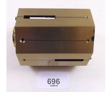 A Victorian surveyors brass cross staff compass in fitted box, marked SL