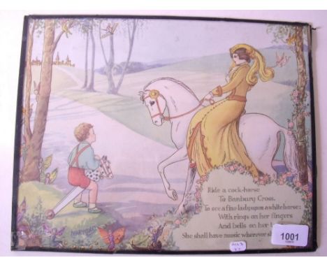A vintage nursery print "Ride a Cock Horse" by Mary Gold, 23 x 30cm