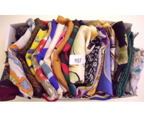Twenty three vintage scarves, some silk 