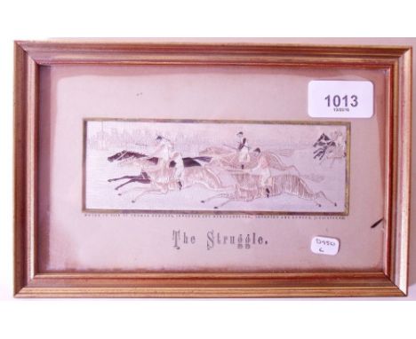 A Stevengraph 'The Struggle' depicting a horse race