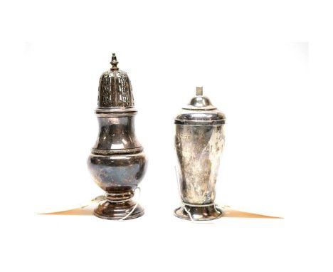 A silver pepper grinder, by Harrods Ltd; and a silver caster, by Wilson &amp; Gill, 11.3oz gross. 