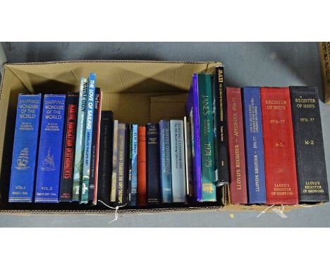 A selection of hardback and other books, primarily relating to ships and sailing, titles including: Shipping Wonders of the W