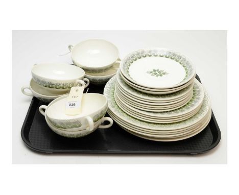 A Wedgwood ‘Persephone’ part dinner service, designed by Ravilious, including six dinner plates, six side plates, six twin-ha