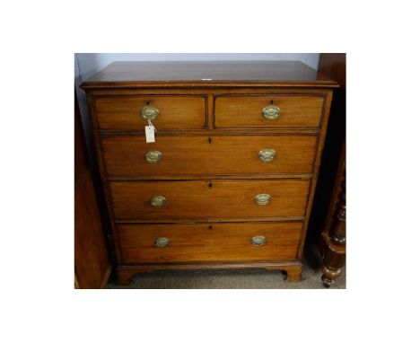 A Georgian mahogany chest, the rectangular moulded top above two short and three long graduated drawers, each with stamped br