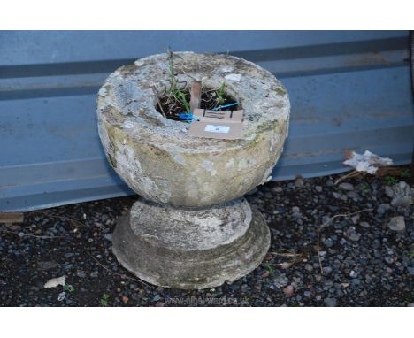 Concrete garden planter base, 13'' diameter x 12'' high.