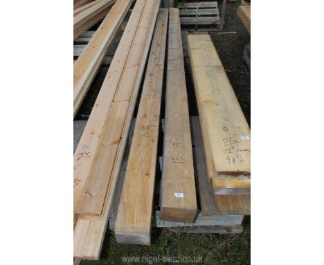 One softwood post 6'' x 4 1/2'' x 140'' and one post of 5 3/4'' x 4 1/4'' x 142''.