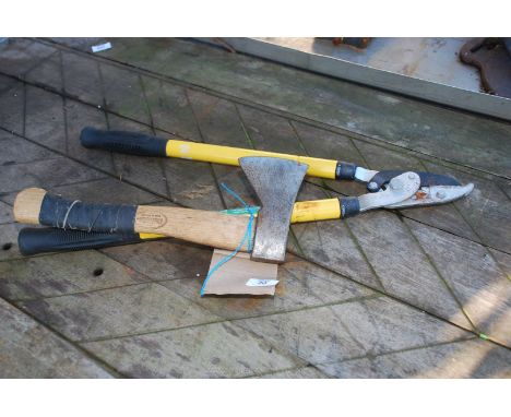 Small axe and garden lopper.