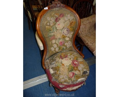 A low hall chair with tapestry cover (a/f).