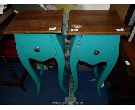 A pair of modern lamp tables in emerald green 13" wide x 11" deep x 31 1/2" high