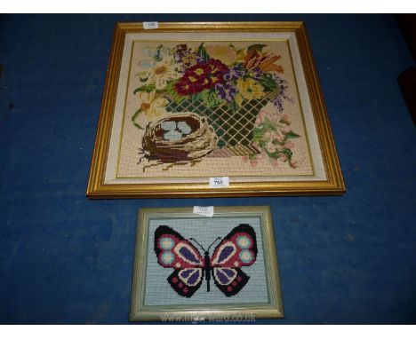 Two hand worked tapestry pictures