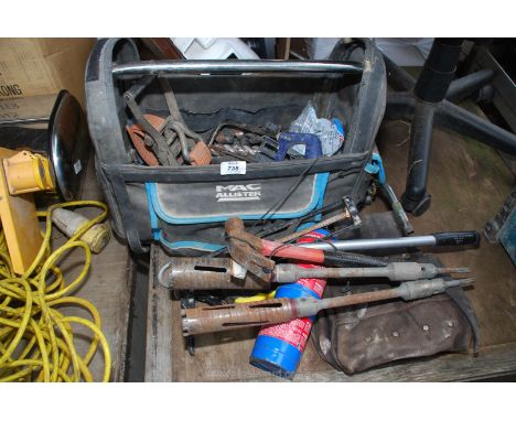 A quantity of masonry core drills, hand tools etc