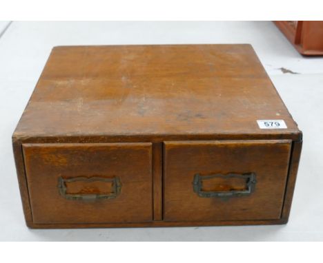 Two Draw Vintage Oak Filing Cabinet, length 39.5cm, depth 39cm 
