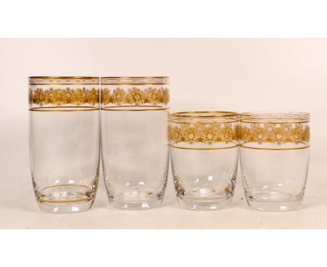 Four De Lamerie Fine Bone China heavily gilded Non Matching Cut Glass Crystal  Tumblers/ Whiskey Glasses specially made high 