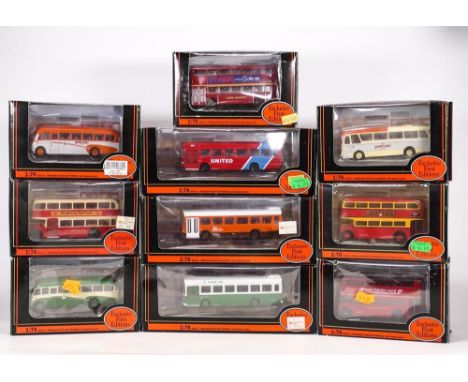 A collection of Exclusive First Edition 1:75 scale Model Buses including Leyland National Unit Coach 14403, Greater Mancheste