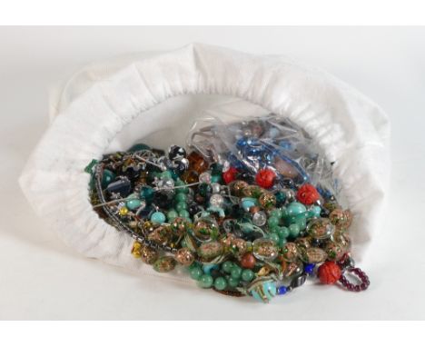 A large collection of various vintage beads, including decorative glass, hardstone, costume beads etc 