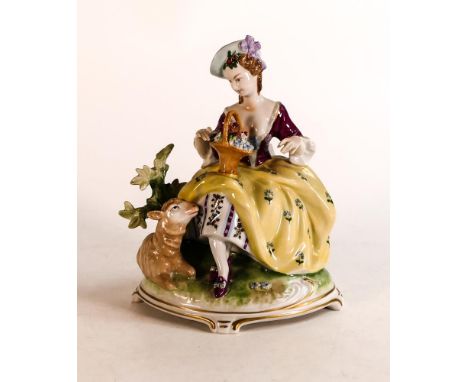 20th Century German, Dresden style shepherdess &amp; sheep figure. 