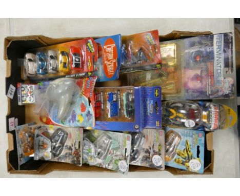 A collection of vintage collectors toys to include Vivid Imaginations Captain Scarlet, Maisto Muscle Machines, Mega Bloks Pla
