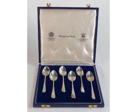 Set of Mappin &amp; Webb Royal Wedding 1981 Silver spoons, 93.7g in leather presentation box. 