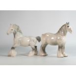 Beswick 818 & 975 light grey Shire horses (2)