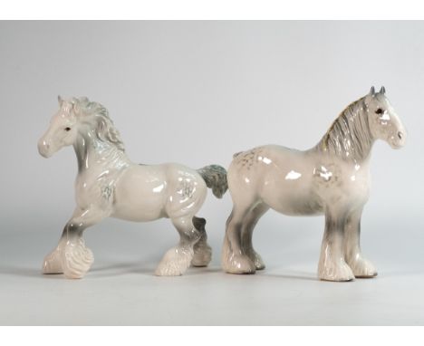 Beswick 818 &amp; 975 light grey Shire horses (2) 