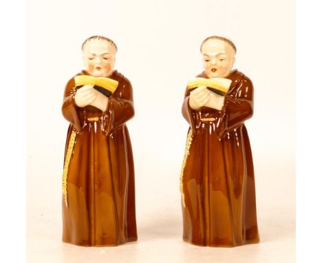 Royal Worcester candle snuffers of Monks, height 12cm(2) 